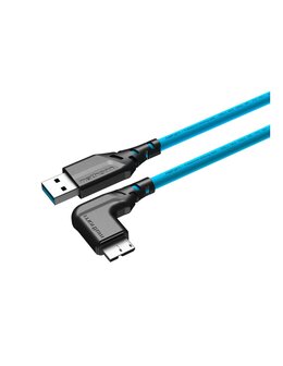 Kabel fotograficzny Mathorn MTC-221 2m 10Gbps USB A - MicroB 90° ArcticBlue
