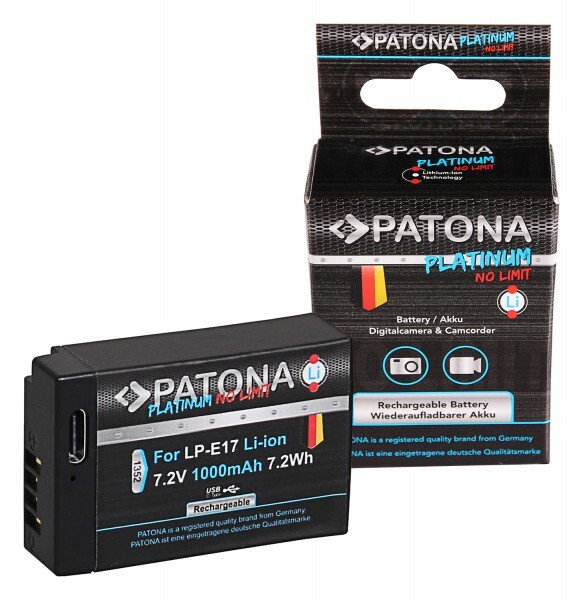 Akumulator Patona LP-E17 z ładowaniem USB-C (Canon) Akumulator Patona LP-E17 z ładowaniem USB-C (Canon)
